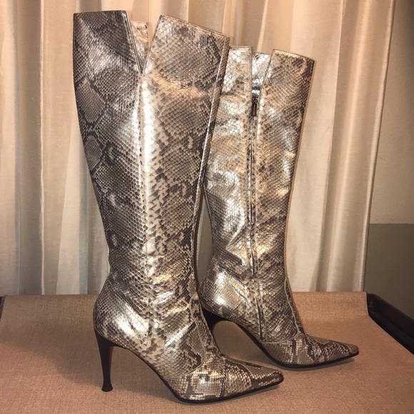 Sergio Rossi Boots Python Snakeskin Knee High 40 - Picture 3 of 16